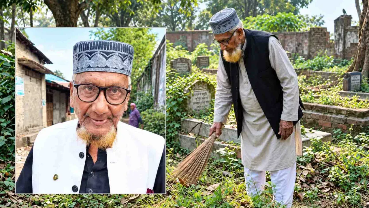 ১৫ বছর ধরে স্ত্রীর কবর পরিষ্কার করেন ৮৫ বছরের মওলা বক্স - the Bengali Times